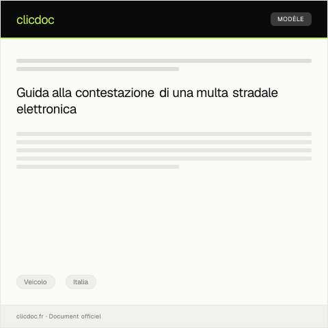 Anteprima documento Richiesta di annullamento di multa stradale elettronica — Veicolo, Italia