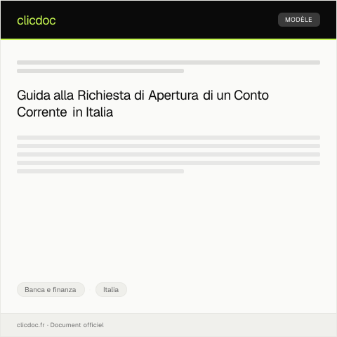 Anteprima documento Richiesta di Apertura Conto Corrente presso le Banche Italiane — Banca e finanza, Italia