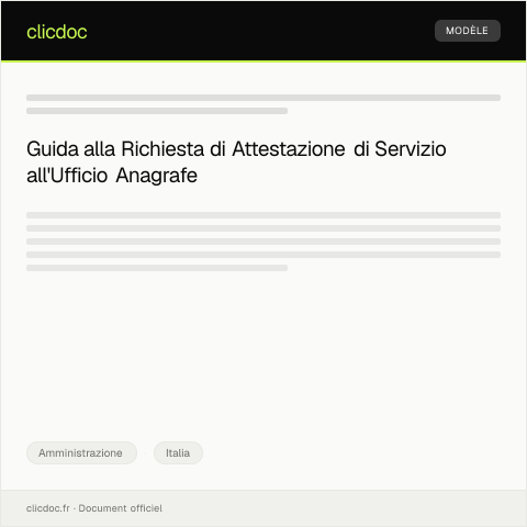 Anteprima documento Richiesta di attestazione di servizio presso l'Ufficio Anagrafe — Amministrazione, Italia