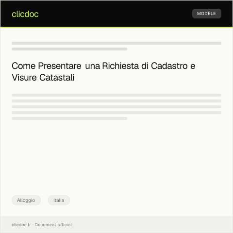 Anteprima documento Richiesta di cadastro e di visure catastali — Alloggio, Italia