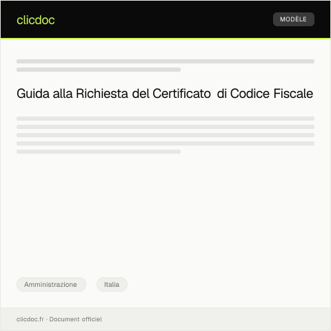 Anteprima documento Richiesta di certificato di attribuzione codice fiscale — Amministrazione, Italia