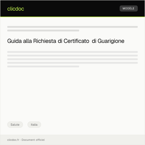 Anteprima documento Richiesta di certificato di guarigione da malattia infettiva — Salute, Italia