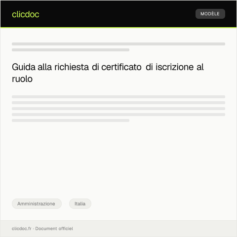 Anteprima documento Richiesta di certificato di iscrizione al ruolo — Amministrazione, Italia