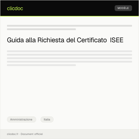 Anteprima documento Richiesta di certificato di indicatore della situazione economica equivalente (ISEE) — Amministrazione, Italia