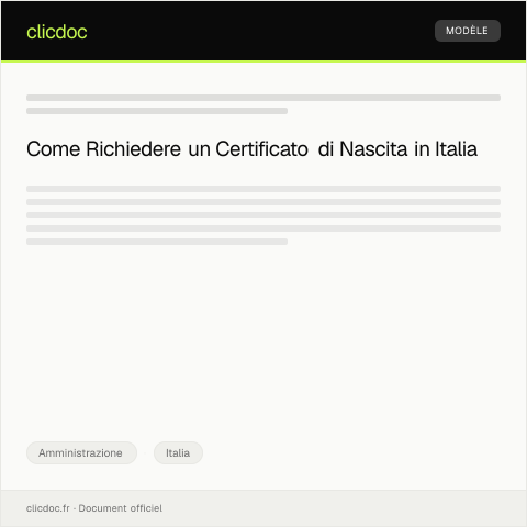 Anteprima documento Richiesta di certificato di nascita — Amministrazione, Italia