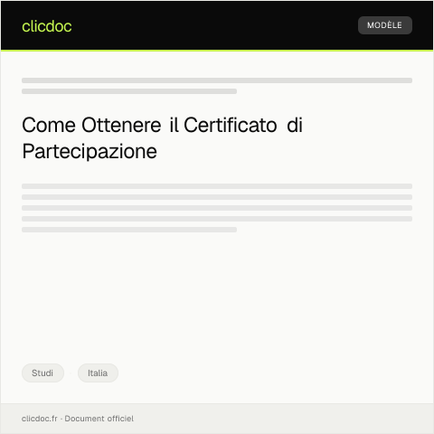 Anteprima documento Richiesta di Emissione di Certificato di Partecipazione a Programmi Internazionali — Studi, Italia