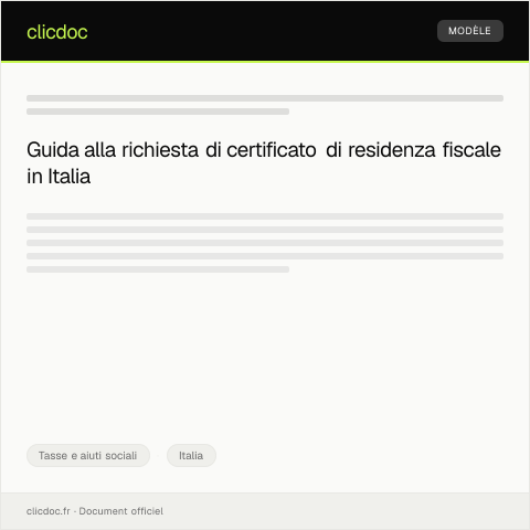 Anteprima documento Richiesta di certificato di residenza fiscale — Tasse e aiuti sociali, Italia