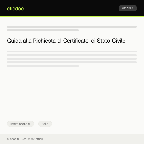 Anteprima documento Richiesta di certificato di stato civile presso consolato — Internazionale, Italia