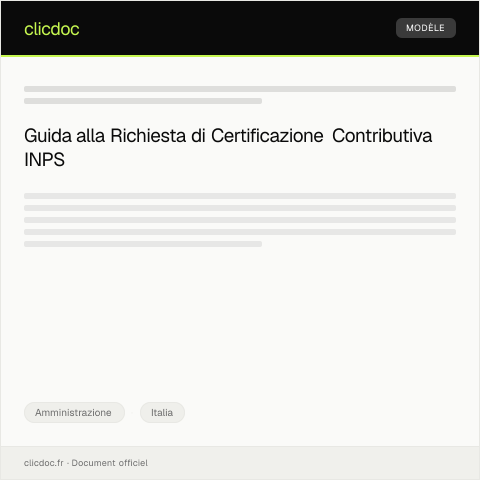 Anteprima documento Richiesta di certificazione contributiva INPS per fine rapporto — Amministrazione, Italia