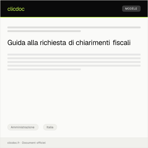 Anteprima documento Richiesta di chiarimenti su posizione fiscale presso l'Agenzia delle Entrate — Amministrazione, Italia
