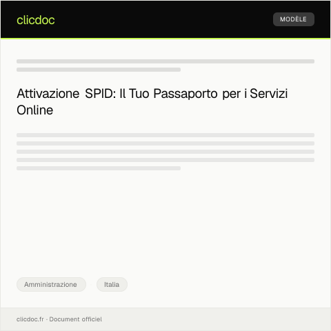 Anteprima documento Richiesta di attivazione SPID — Amministrazione, Italia
