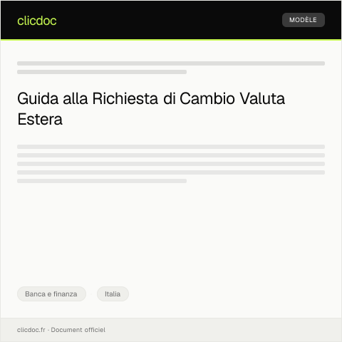 Anteprima documento Richiesta di Cambio Valuta Estera — Banca e finanza, Italia