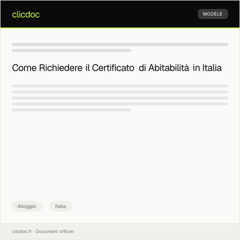 Anteprima documento Richiesta di certificato di abitabilità — Alloggio, Italia