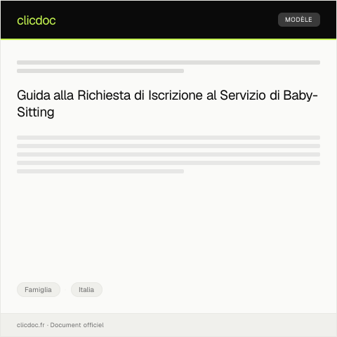 Anteprima documento Richiesta di Iscrizione al Servizio di Baby-Sitting Comunale — Famiglia, Italia