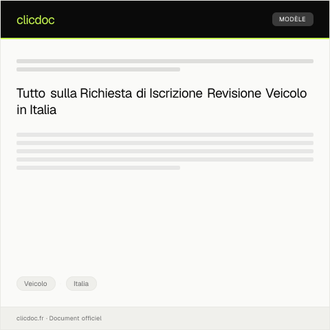 Anteprima documento Richiesta di iscrizione revisione veicolo — Veicolo, Italia