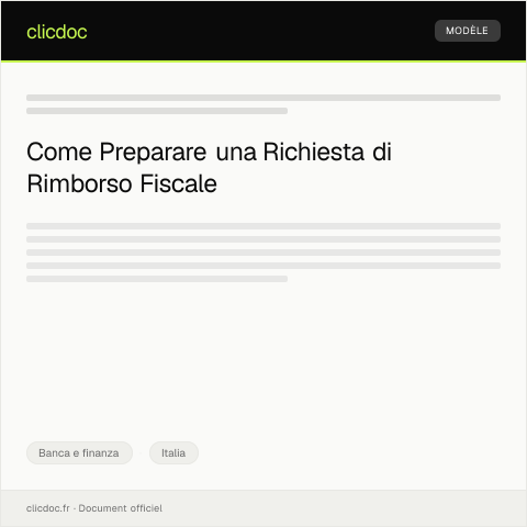 Anteprima documento Richiesta di Rimborso Fiscale — Banca e finanza, Italia
