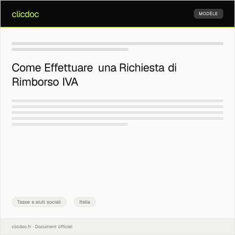 Anteprima documento Richiesta di rimborso IVA — Tasse e aiuti sociali, Italia