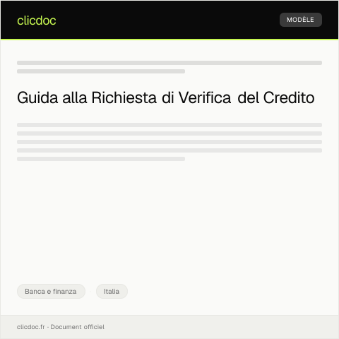 Anteprima documento Richiesta di Verifica del Credito — Banca e finanza, Italia