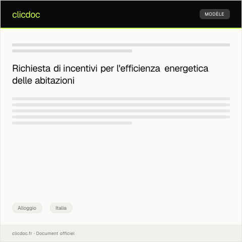 Anteprima documento Richiesta di incentivo per l’efficientamento energetico delle abitazioni — Alloggio, Italia
