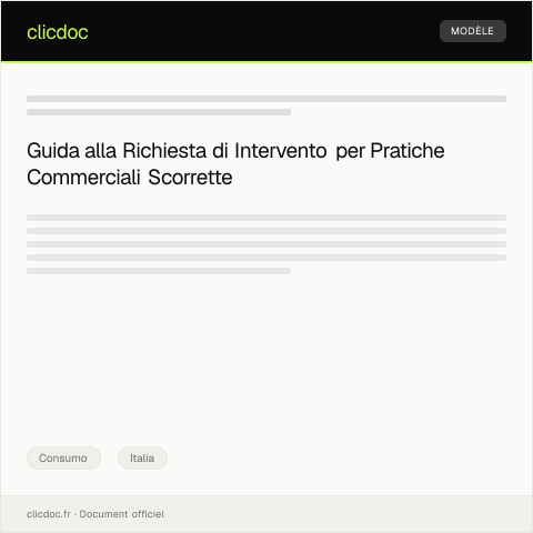 Anteprima documento Richiesta di intervento per pratiche commerciali scorrette — Consumo, Italia