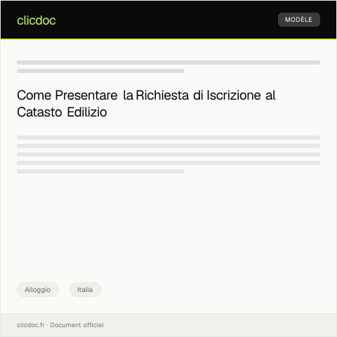 Anteprima documento Richiesta di iscrizione al catasto edilizio — Alloggio, Italia