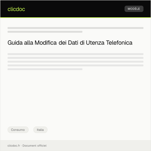 Anteprima documento Richiesta di modifica dati di utenza telefonica — Consumo, Italia