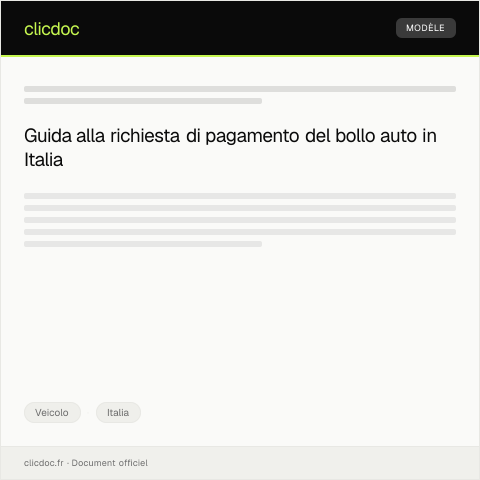 Anteprima documento Richiesta di pagamento delle tasse di circolazione (bollo auto) — Veicolo, Italia
