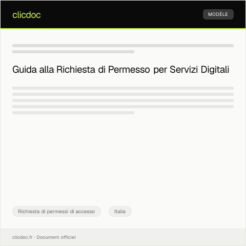 Anteprima documento Richiesta di permesso di accesso a servizi pubblici digitali — Richiesta di permessi di accesso, Italia