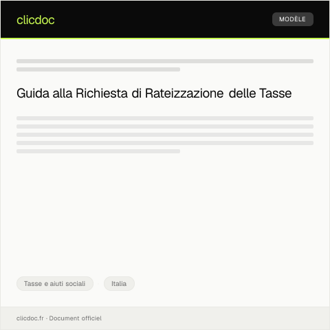 Anteprima documento Richiesta di rateizzazione del pagamento di imposte e tasse — Tasse e aiuti sociali, Italia