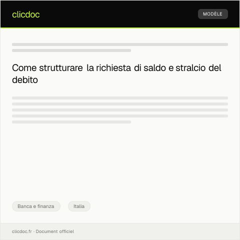 Anteprima documento Richiesta di saldo e stralcio del debito — Banca e finanza, Italia