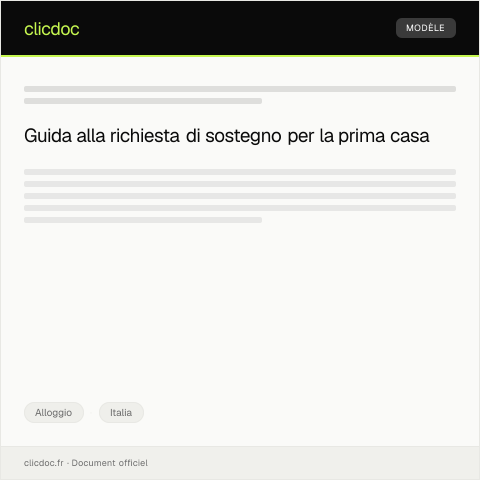Anteprima documento Richiesta di sostegno per acquisto prima casa — Alloggio, Italia