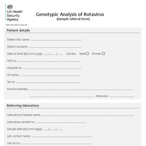 Document preview: Rotavirus: infant immunisation surveillance laboratory form — UK Health Security Agency, United Kingdom