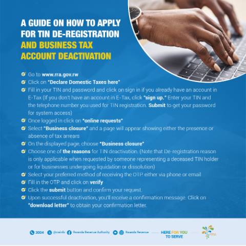 Document preview: RRA TIN De registration Engl — Procedure, Rwanda (CERFA n°RRA_TIN_De-registration_Engl)