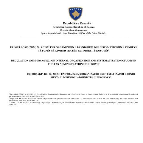 Document preview: RREGULLORE (ZKM) Nr. 02/2022 — Rregulloret, Kosovë