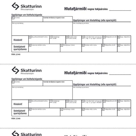 Document preview: RSK 2.045 Hlutafjármiði. — Einstaklingar, Ísland
