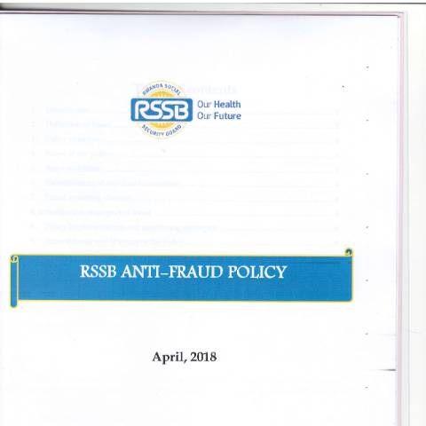 Document preview: rssb anti fraud policy april 2018pdf — Policy / strategy, Rwanda (CERFA n°rssb_anti_fraud_policy_april_2018pdf)