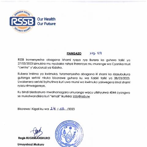 Document preview: amatangazo Burera Branch relocation rotated — Document, Rwanda (CERFA n°amatangazo_Burera_Branch_relocation_rotated_865345c806)