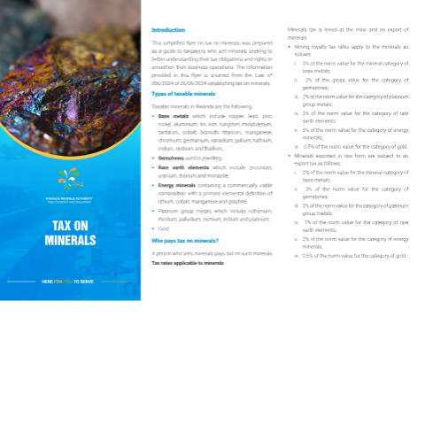 Document preview: Brochure Tax on Minerals 2024 Engl Ok — Brochure / guide, Rwanda (CERFA n°Brochure_Tax_on_Minerals_2024-Engl_Ok)
