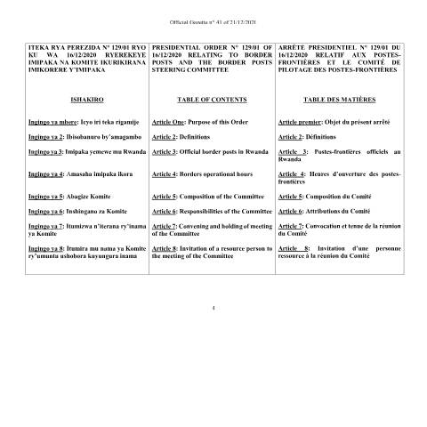 Document preview: official gazette n 41 of 21.12.2020 imipaka border post 2 — Official gazette, Rwanda (CERFA n°official_gazette_n__41_of_21.12.2020_imipaka_border_post__2_)