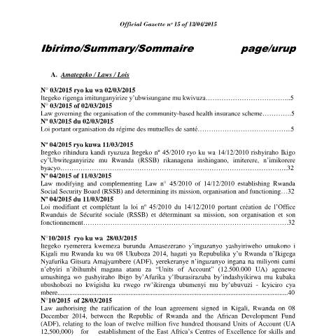 Document preview: cbhi law — Law, Rwanda (CERFA n°cbhi_law)