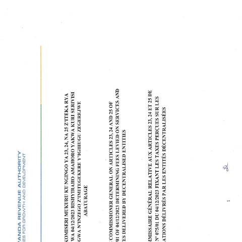 Document preview: CG Ruling on fees Decentralized Entities May 2025 — CG directive / ruling, Rwanda (CERFA n°CG_Ruling_on_fees_Decentralized_Entities_May_2025)