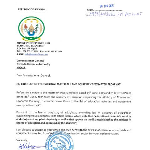 Document preview: 1st Approved list of Education materials equipments — Document, Rwanda (CERFA n°1st_Approved_list_of_Education_materials_equipments)