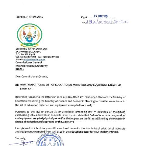 Document preview: 4th approved Additional list of educational materials — Document, Rwanda (CERFA n°4th_approved-Additional_list_of_educational_materials)