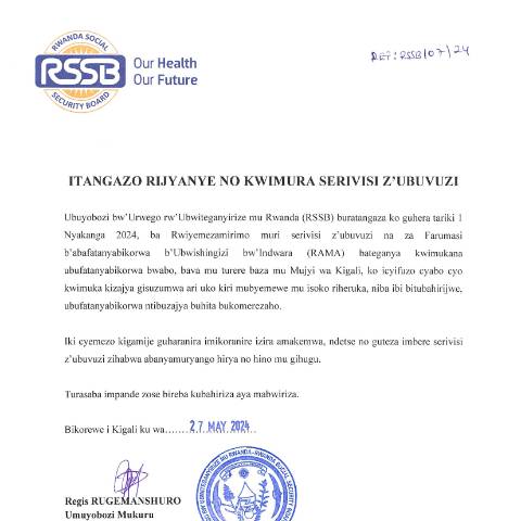 Document preview: ITANGAZO RIREBANA NO KWIMURA SERIVII Z UBUVUZI — Document, Rwanda (CERFA n°ITANGAZO_RIREBANA_NO_KWIMURA_SERIVII_Z_UBUVUZI_fac2ebd2e9)