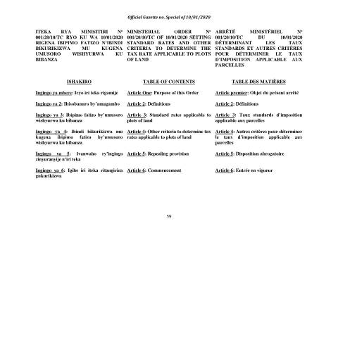 Document preview: og special of 10.01 59 83 — Official gazette, Rwanda (CERFA n°og_special_of_10.01-59-83)