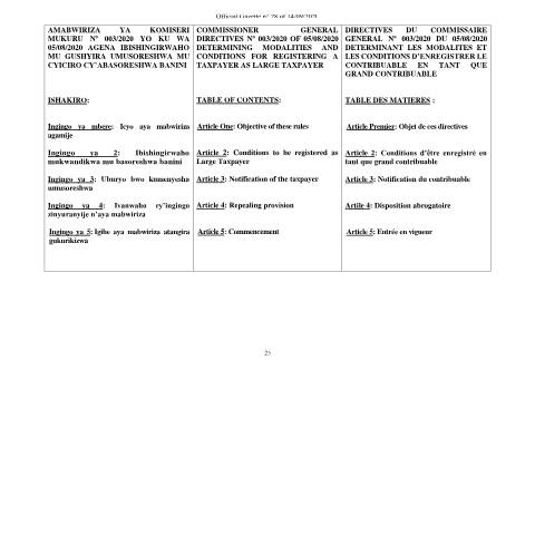 Document preview: cg rules registering large taxpayers — CG directive / ruling, Rwanda (CERFA n°cg__rules_registering_large_taxpayers_)