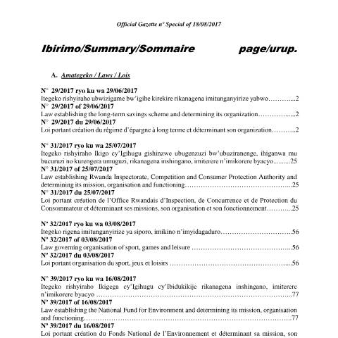Document preview: law establishing the long term savings scheme and determining its organization 2 ujgcwt — Law, Rwanda (CERFA n°law_establishing_the_long_term_savings_scheme_and_determining_its_organization_2_ujgcwt_22497d4612)