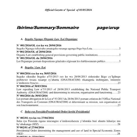 Document preview: iteka rya minisitiri ryo ku wa 05 gicurasi rigena buryo bwo gusaba no guhabwa ibyubwiteganyirize bwa pansiyo butegetswe yrojp6 — Ministerial / Presidential order, Rwanda (CERFA n°iteka_rya_minisitiri_ryo_ku_wa_05_gicurasi_rigena_buryo_bwo_gusaba_no_guhabwa_ibyubwiteganyirize_bwa_pansiyo_butegetswe_)