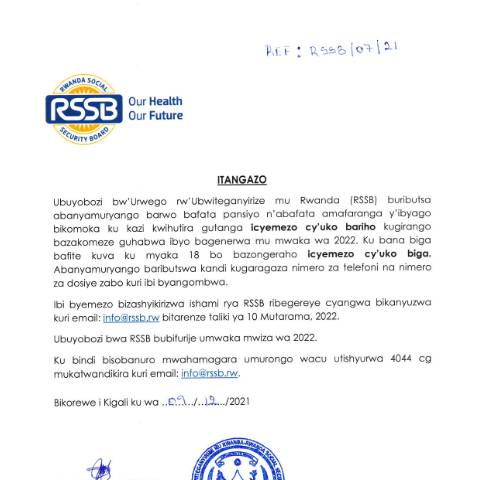 Document preview: pension announcement ok ok — Document, Rwanda (CERFA n°pension_announcement_ok_ok)