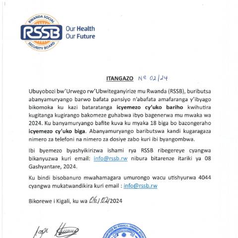 Document preview: ITANGAZO PENSION BENEF 2024 — Document, Rwanda (CERFA n°ITANGAZO_PENSION_BENEF_2024_fd8bc98981)